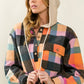 Ladies BiBi Multi Colors Vintage Brushed Fleece Checker Hoodie