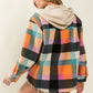 Ladies BiBi Multi Colors Vintage Brushed Fleece Checker Hoodie