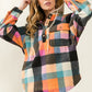 Ladies BiBi Multi Colors Vintage Brushed Fleece Checker Hoodie