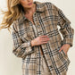 Ladies BiBi Allover Sequins Vintage Plaid Top-Latte
