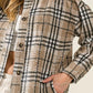 Ladies BiBi Allover Sequins Vintage Plaid Top-Latte