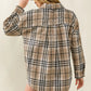 Ladies BiBi Allover Sequins Vintage Plaid Top-Latte