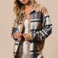 Ladies BiBi Plaid and Sequin Velvet Shacket-Latte