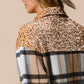 Ladies BiBi Plaid and Sequin Velvet Shacket-Latte