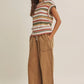 Ladies Textured Stripe Sweater Vest-Olive