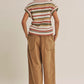 Ladies Textured Stripe Sweater Vest-Olive