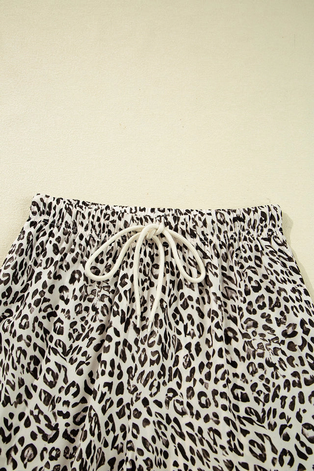 Ladies Jovanna Leopard Drawstring Elastic Waistband Loose Pants