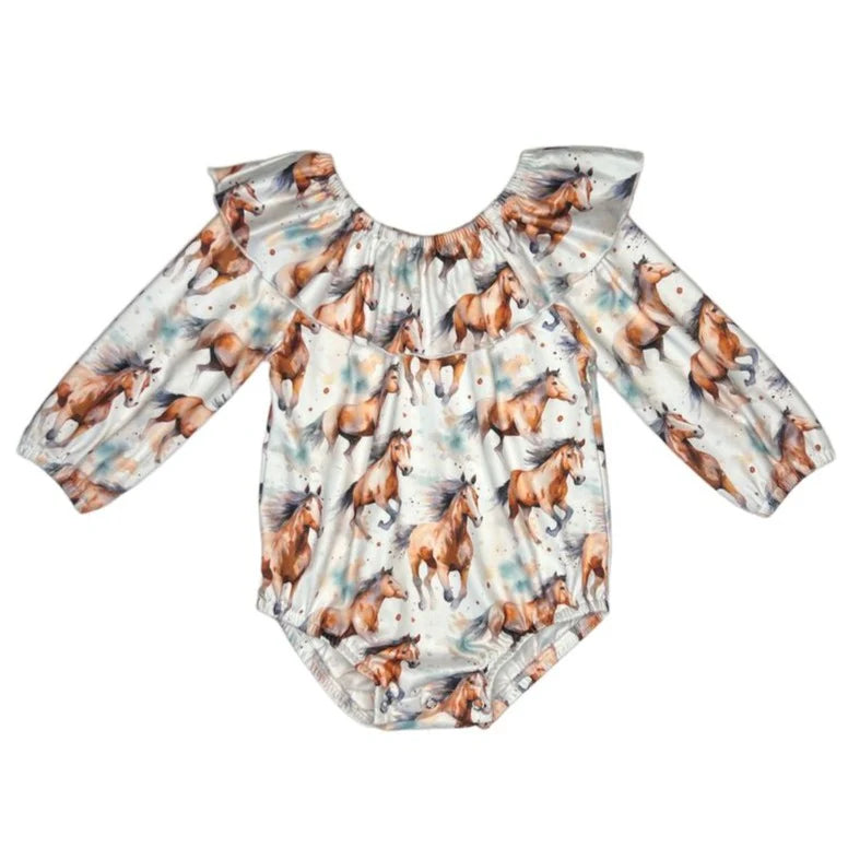 Girls Running Horse Long Sleeve Onesie or Shirt by Shea Baby