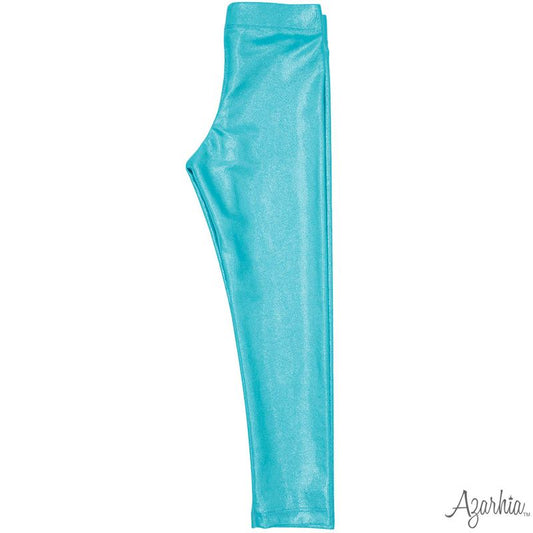 Girls Turquoise Shimmer Leggings by Azarhia