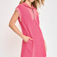 Ladies Mineral Wash Mini Dress by Umgee - Hot Pink