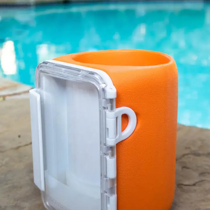 Kangaroozie Koozie with Pocket for Regular Cans-Orange/White