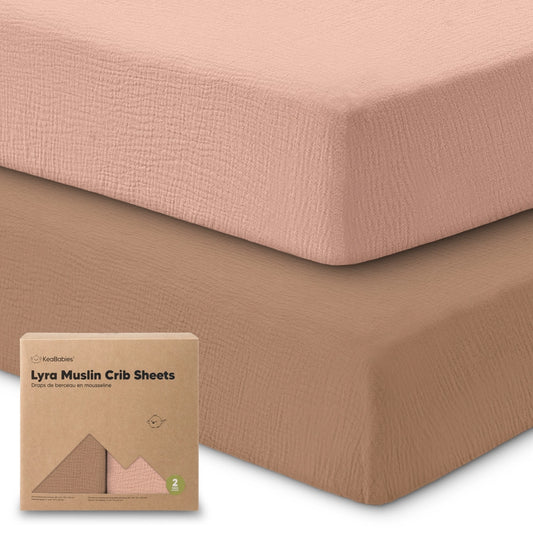 Keababies 2pk Lyra Muslin Crib Sheets For Boys, Girls, 52x28