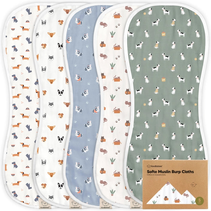 KeaBabies 5-Pack Softe Burp Cloths