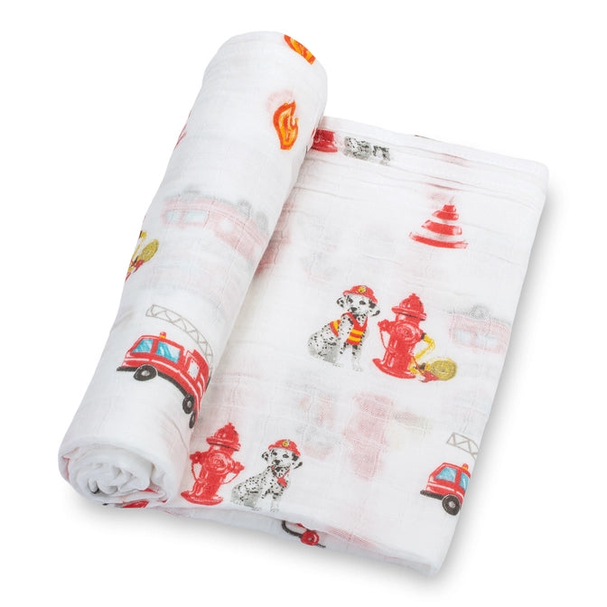 LollyBanks Fireman Muslin Swaddle Blanket