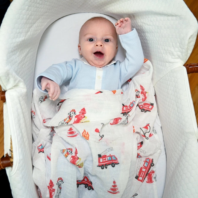 LollyBanks Fireman Muslin Swaddle Blanket