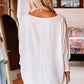 Ladies White Smocked Wrist Shift Top-White