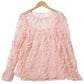 Ladies Pink Flower Dotted Ruffled Sleeve Mesh Top