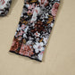 Ladies Brown Floral Long Sleeve High Neck Sheath Mesh Blouse