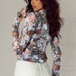 Ladies Brown Floral Long Sleeve High Neck Sheath Mesh Blouse