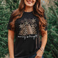 Ladies Leopard Print Christmas Tree Graphic Holiday T Shirt-Black
