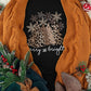 Ladies Leopard Print Christmas Tree Graphic Holiday T Shirt-Black