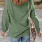 Ladies Grass Green Sequined merry Letter Graphic Twisted Ribbed Baggy Sweatshirt