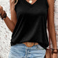 Ladies Black Ribbed V Neck Tank