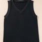 Ladies Black Ribbed V Neck Tank