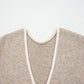Ladies Pale Khaki Tied Front Drop Shoulder Chunky Casual Cardigan