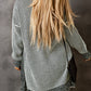 Ladies Gray Plaid Knitted Long Open Front Cardigan