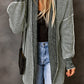 Ladies Gray Plaid Knitted Long Open Front Cardigan