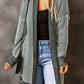 Ladies Gray Plaid Knitted Long Open Front Cardigan