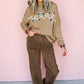 Ladies Smoke Gray Merry Colorful Dot Detail Christmas Dolman Sweater