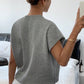 Ladies High Flower Pattern Ribbed Trim Short Sleeve Boxy Sweater