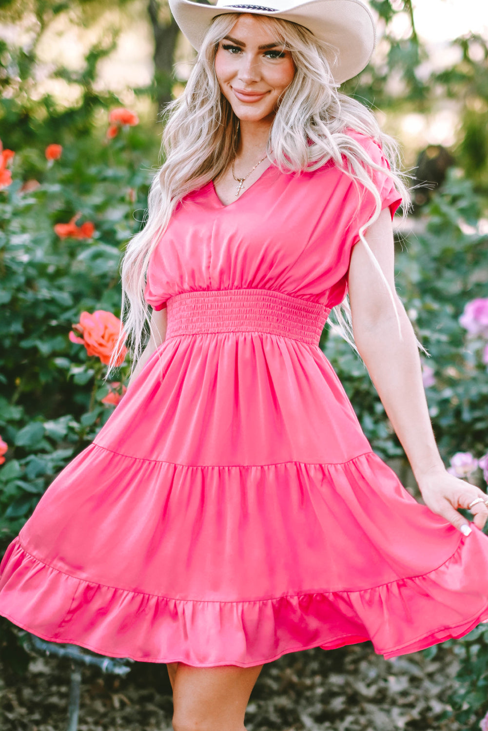 strawberry ruched dress SHEIN Young Women Strawberry Print Bandeau Dress & Bandeau Ruched Waist Design & High Waist Ruffle Hem & Fresh Strawberry Print Fabric & French Vacation Style Women's Clothing & Summer Daily Wear