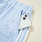 Ladies Beau Blue Contrast Trim Textured Crewneck Tee and Pocketed Skirt Set