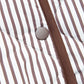 Brown Stripe Contrast Trim Snap Button Collared Winter Vest