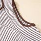 Brown Stripe Contrast Trim Snap Button Collared Winter Vest