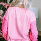 Ladies Christmas Nutcracker Graphic Sequin Sleeve Sweatshirt by Little Daisy Closet-Pink