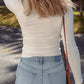 Ladies LDC Exposed Seam Ribbed Knit Slim Fit Long Sleeve Top