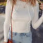 Ladies LDC Exposed Seam Ribbed Knit Slim Fit Long Sleeve Top