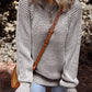Ladies LDC Striped Print Ribbed Knit Boat Neck Baggy Sweater-Coffee