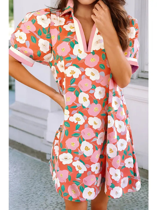 Ladies LDC Color Crush Floral Shift Dress-Fresh Salmon
