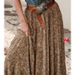 Ladies LDC Western Floral Print Ruffled Hem High Waist Maxi Skirt-Brown