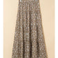 Ladies LDC Western Floral Print Ruffled Hem High Waist Maxi Skirt-Brown