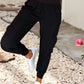 Ladies LDC Elastic High Waist Pocketed Cargo Jogger Pants-Black