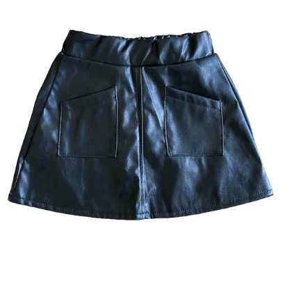 Girls Black Leather Skirt by Shea Baby