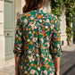 Ladies Fall Print Lizzy 3/4 Sleeve Top-Fern