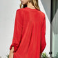Ladies Solid Lizzy 3/4 Sleeve Top-Red