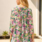 Ladies Floral Print Lizzy 3/4 Sleeve Top-Kelly Green